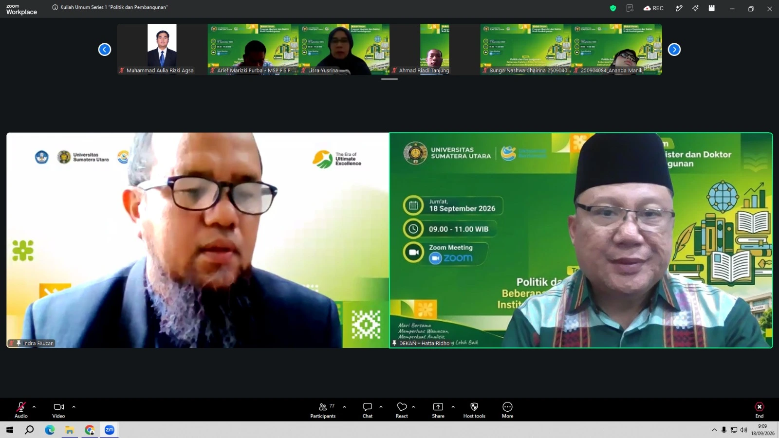 Kuliah Umum bertema "Politik dan Pembangunan: Beberapa Catatan Kritis Terhadap Institutional Historis Acemoglu"